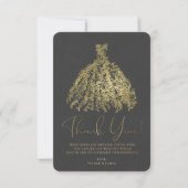 Gouden & donkergrijze botanische jurk Dank je wel Kaart (Voorkant)