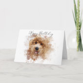 Gouden Doodle Cavapoo Gefeliciteerd Kaart (Voorkant)