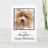 Gouden Doodle Cavapoo Gelukkige Verjaardag Dochter Kaart (Voorkant)