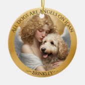 Gouden Doodle Engel Gepersonaliseerd Memorial Keramisch Ornament (Voorkant)