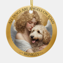 Gouden Doodle Engel Gepersonaliseerd Memorial Keramisch Ornament