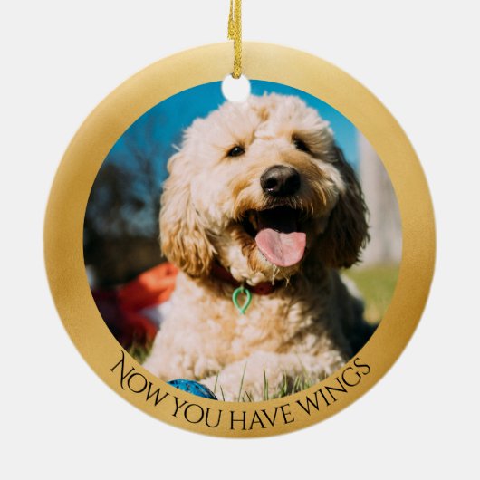 Gouden Doodle Engel Gepersonaliseerd Memorial Keramisch Ornament (Achterkant)