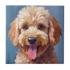 Gouden Doodle | Hond Aquarel Schilderij Huisdier Tegeltje