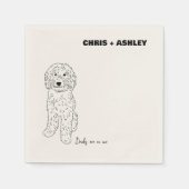 Gouden Doodle Hond Cocktail Servet voor bruiloft (Voorkant)