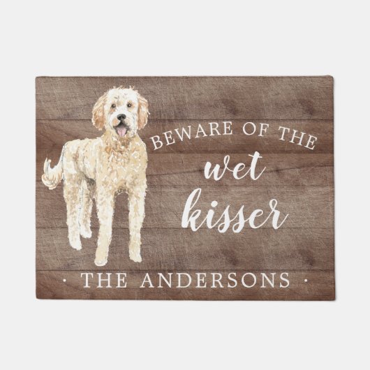 Gouden Doodle Hond Gepersonaliseerde Deurmat (Voorkant)