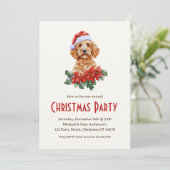 Gouden Doodle Hond in een Kerstman Hat Kerstfeest Kaart (Staand voorkant)