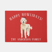 Gouden Doodle Hond Kerstmis Deurmat (Voorkant)
