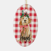 Gouden Doodle Hond Kerstmis Keramisch Ornament (Rechts)