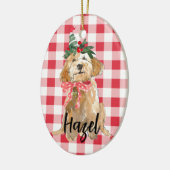 Gouden Doodle Hond Kerstmis Keramisch Ornament (Links)