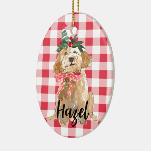 Gouden Doodle Hond Kerstmis Keramisch Ornament (Links)