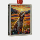 Gouden Doodle hond Metalen Ornament (Rechts)