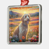 Gouden Doodle hond Metalen Ornament (Links)