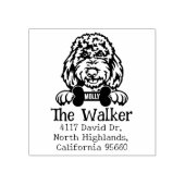 gouden doodle hond, retouradres, rubberstempel (Afrduk)