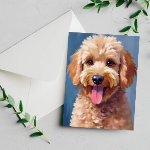 Gouden Doodle   Honden Waterverfschilderij Huisdie