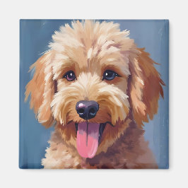 Gouden Doodle | Honden Waterverfschilderij Huisdie Magneet