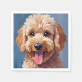 Gouden Doodle | Honden Waterverfschilderij Huisdie Servet