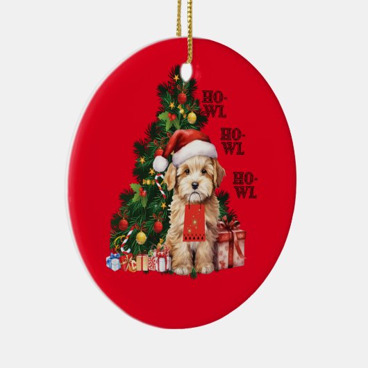 Gouden Doodle Kerstmis Hond Howl Keramisch Ornament (Rechts)