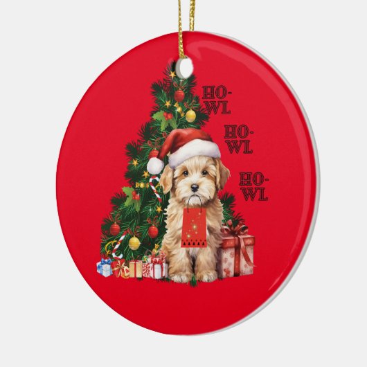 Gouden Doodle Kerstmis Hond Howl Keramisch Ornament (Links)