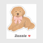 Gouden Doodle met Roze Gingham Strik Feest Favor Sticker (Vel)
