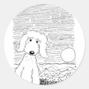Gouden Doodle op het strand Ronde Sticker