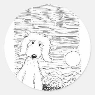 Gouden Doodle op het strand Ronde Sticker
