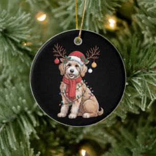 Gouden Doodle Prachtige Rendier Kerstboom Keramisch Ornament