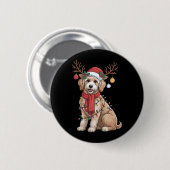 Gouden Doodle Prachtige Rendier Kerstboom Ronde Button 5,7 Cm (Voorkant /achterkant)