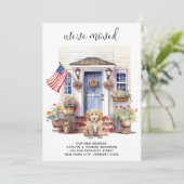 Gouden Doodle Puppy Patriottische Aangepaste Hond  Aankondiging (Staand voorkant)