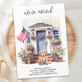 Gouden Doodle Puppy Patriottische Aangepaste Hond  Aankondiging