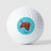 Gouden Doodle Turquoise Golfballen (Voorkant)