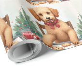 Gouden Doodle versiert Kerstkoekjes Cadeaupapier (Rol Hoek)