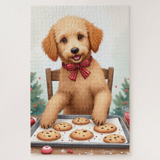 Gouden Doodle versiert Kerstkoekjes Legpuzzel (Verticaal)