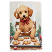 Gouden Doodle versiert Kerstkoekjes Medium Cadeauzakje (Voorkant)