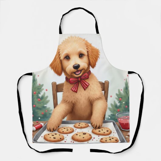 Gouden Doodle versiert Kerstkoekjes Schort (Voorkant)