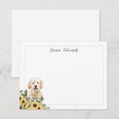 Gouden Doodle Zonnebloem Eucalyptus gepersonalisee Notitiekaartje (Voorkant / Achterkant)