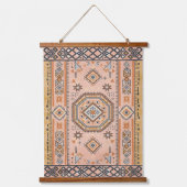 Gouden Doolhof – Moderne Marokkaanse Geometrie Hangend Wandkleed (Voorkant)