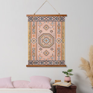 Gouden Doolhof – Moderne Marokkaanse Geometrie Hangend Wandkleed