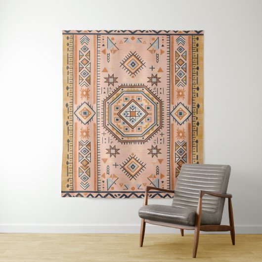 Gouden Doolhof – Moderne Marokkaanse Geometrie Wandkleed (In situ)