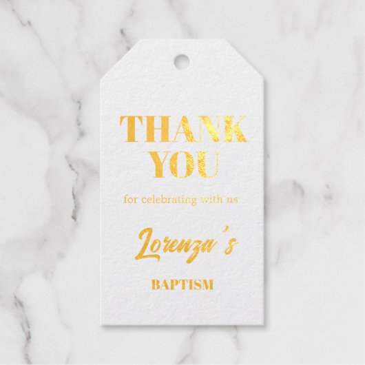 Gouden doop cadeaulabels (Voorkant)