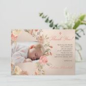 Gouden doop doop Baby Rozen tuin foto Bedankkaart (Staand voorkant)