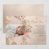 Gouden doop doop Baby Rozen tuin foto Bedankkaart (Voorkant / Achterkant)