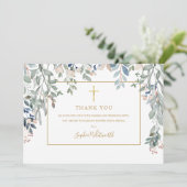 Gouden doop foto loofwerk goud bedankkaart (Staand voorkant)