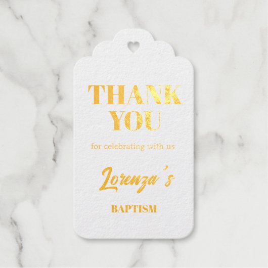 Gouden doop geschulpte cadeaulabels (Voorkant)