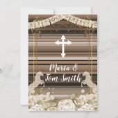 Gouden Doopfeest Bloem Dubbele Jongen en Meisje  Kaart (Achterkant)