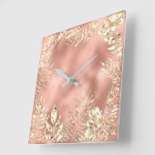 Gouden doorbladert Tropisch van Champaigne Vierkante Klok (Hoek)