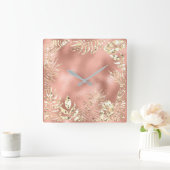 Gouden doorbladert Tropisch van Champaigne Vierkante Klok (Huis)