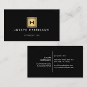 GOUDEN DOOS LOGO met UW INITIAAL/MONOGRAM op Zwart Visitekaartje (Voorkant / Achterkant)