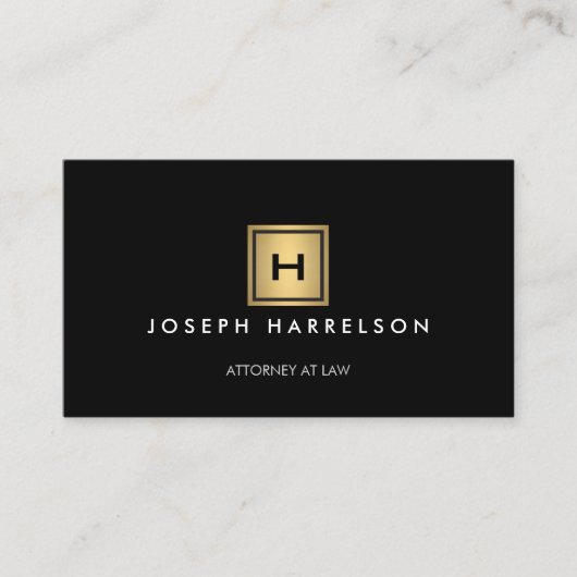 GOUDEN DOOS LOGO met UW INITIAAL/MONOGRAM op Zwart Visitekaartje (Voorkant)