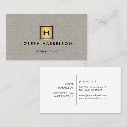 GOUDEN DOOS LOGO MET UW INITIAAL/MONOGRAM Tan Linn Visitekaartje (Voorkant / Achterkant)