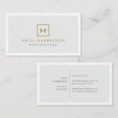 GOUDEN DOOS LOGO MET UW INITIAAL OP LICHTGRIJS VISITEKAARTJE (Voorkant / Achterkant)